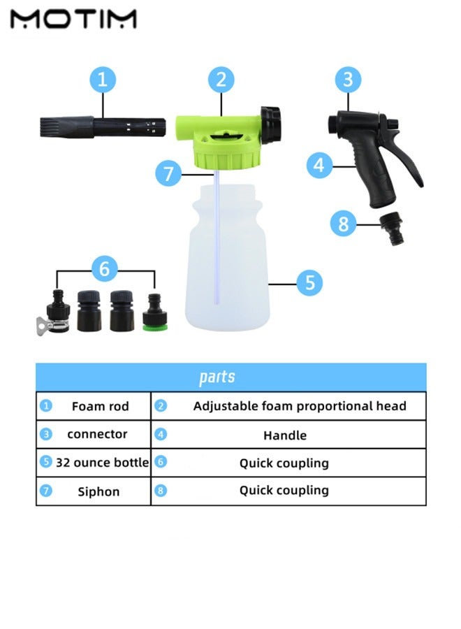 موتيم بخاخ رغوة الضغط للسيارات 1 لتر، غسالة سيارات منخفضة الضغط، مولد رغوة صابون قابل للتعديل للسيارات، بخاخ غسيل سيارات، أداة تنظيف سيارات لتنظيف السيارات، المنزل، الحديقة - Image 5
