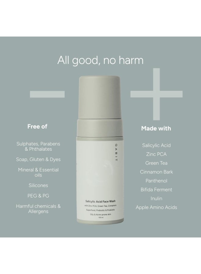 GABIT Oily Skin Essentials Kit for Oily & Acne Prone Skin | Salicylic Acid Face Wash, Salicylic & Green Tea Face Moisturizer | Reduces Breakouts, Open pores, Blackheads, Whiteheads| Women & Men, 150ml - Image 3