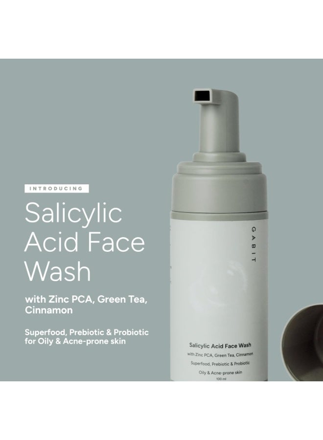 GABIT Oily Skin Essentials Kit for Oily & Acne Prone Skin | Salicylic Acid Face Wash, Salicylic & Green Tea Face Moisturizer | Reduces Breakouts, Open pores, Blackheads, Whiteheads| Women & Men, 150ml - Image 2