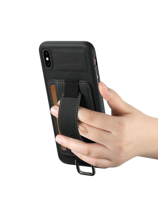 Suteni Case For iPhone XR H13 Litchi Leather Wrist Strap Wallet Back Phone Case - Image 3