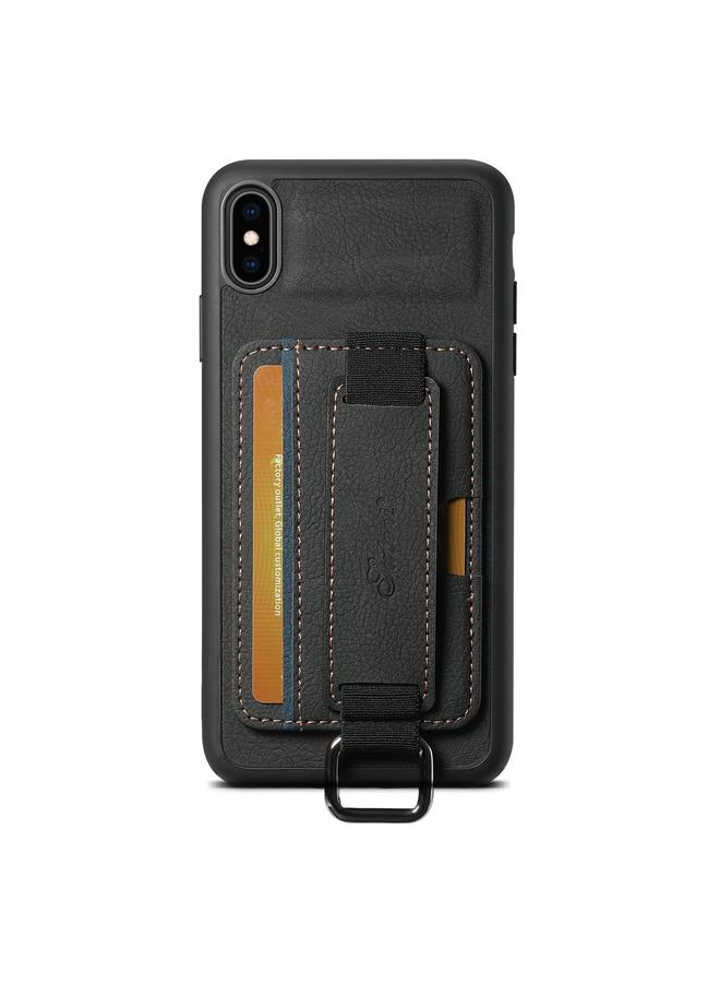 Suteni Case For iPhone XR H13 Litchi Leather Wrist Strap Wallet Back Phone Case - Image 1