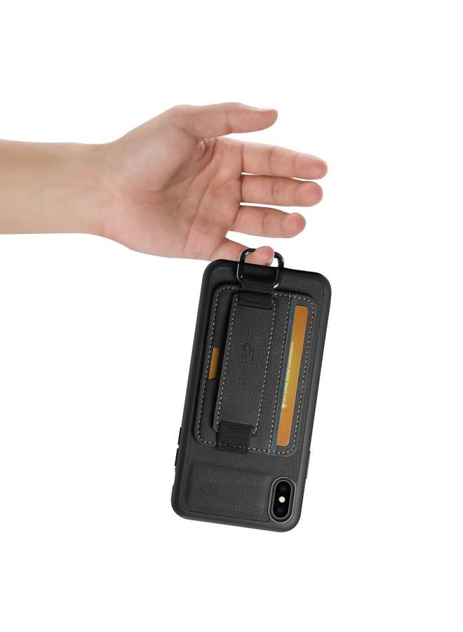 Suteni Case For iPhone XR H13 Litchi Leather Wrist Strap Wallet Back Phone Case - Image 4