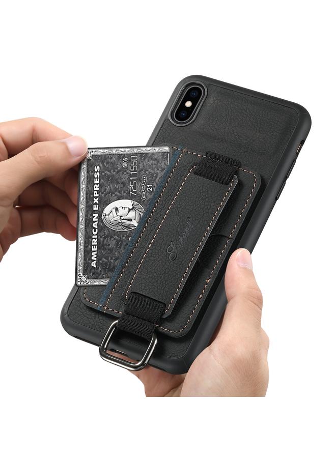 Suteni Case For iPhone XR H13 Litchi Leather Wrist Strap Wallet Back Phone Case - Image 5