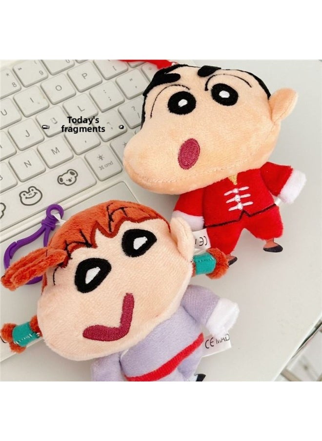 Korean Ugly Cute Riize Hong Sheng Han Same Style Kung Fu Crayon Small Bag Key Plush Pendant Creative Gift-Specification:Kung Fu Shin-chan Pendant Is About 10cm