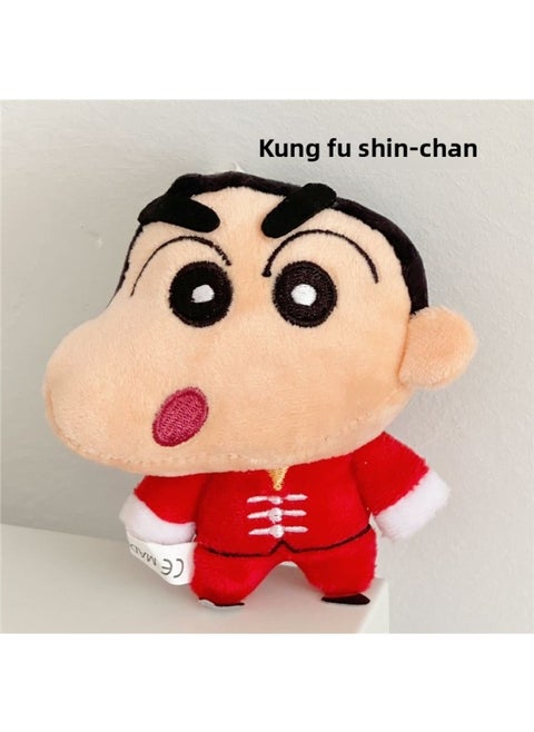 Korean Ugly Cute Riize Hong Sheng Han Same Style Kung Fu Crayon Small Bag Key Plush Pendant Creative Gift-Specification:Kung Fu Shin-chan Pendant Is About 10cm