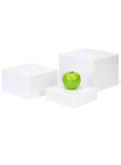Buffet Risers, Food Risers for Buffet Table, Display Stand Shelf for Catering Dessert Collectibles, Acrylic Cube Display Nesting Risers with Hollow Bottoms White