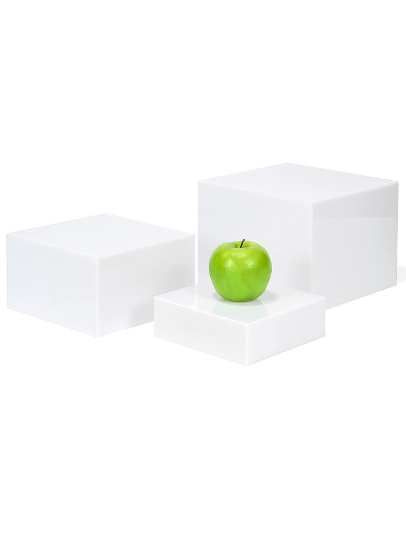 Rose - Buffet Risers, Food Risers for Buffet Table, Display Stand Shelf for Catering Dessert Collectibles, Acrylic Cube Display Nesting Risers with Hollow Bottoms White - Image 1