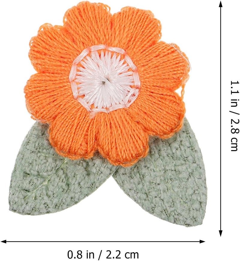 10pcs Orange Embroidered Flower Applique Leaves DIY Sewing Accessories for Clothing Decoration, Floral Patch for Dress and T-Shirt Crafting - Image 2
