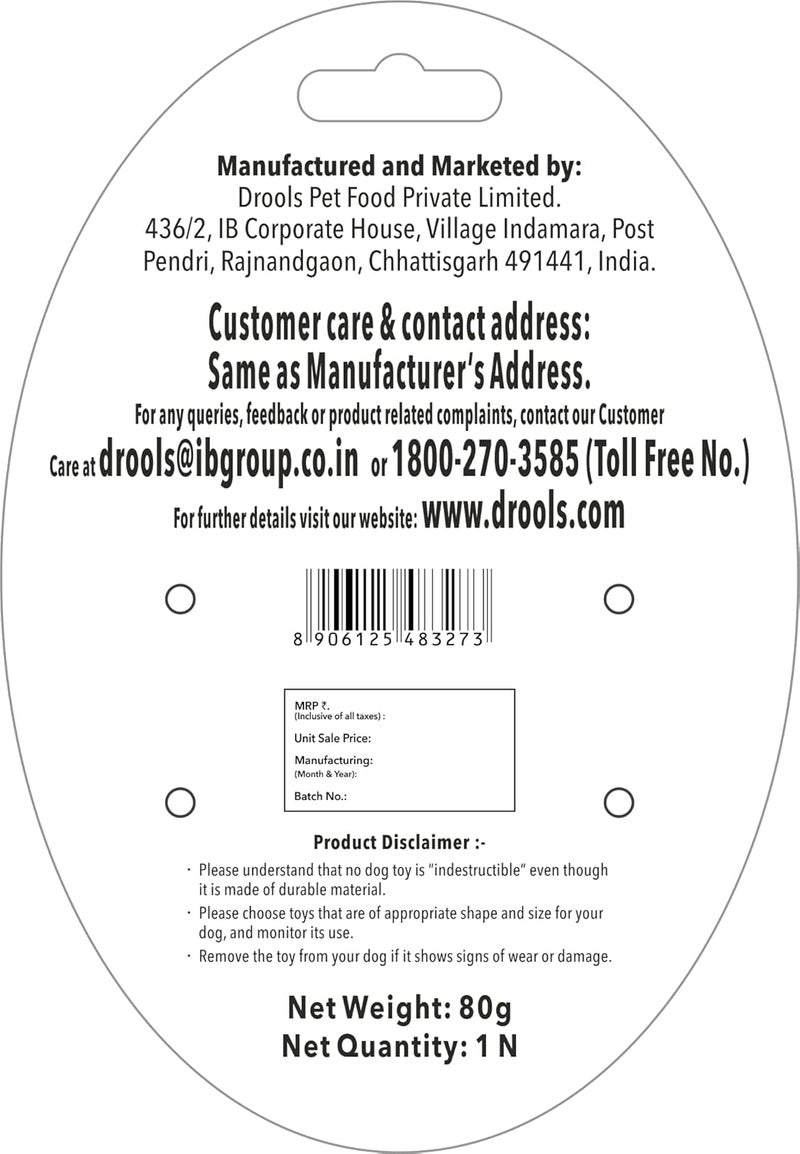 Drools Dog Non-Toxic Rubber Toy for Dogs, Spike Bone 80g Pack - Image 2