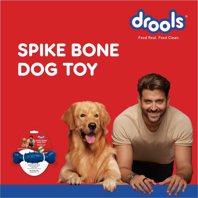 Drools Dog Non-Toxic Rubber Toy for Dogs, Spike Bone 80g Pack - Image 3