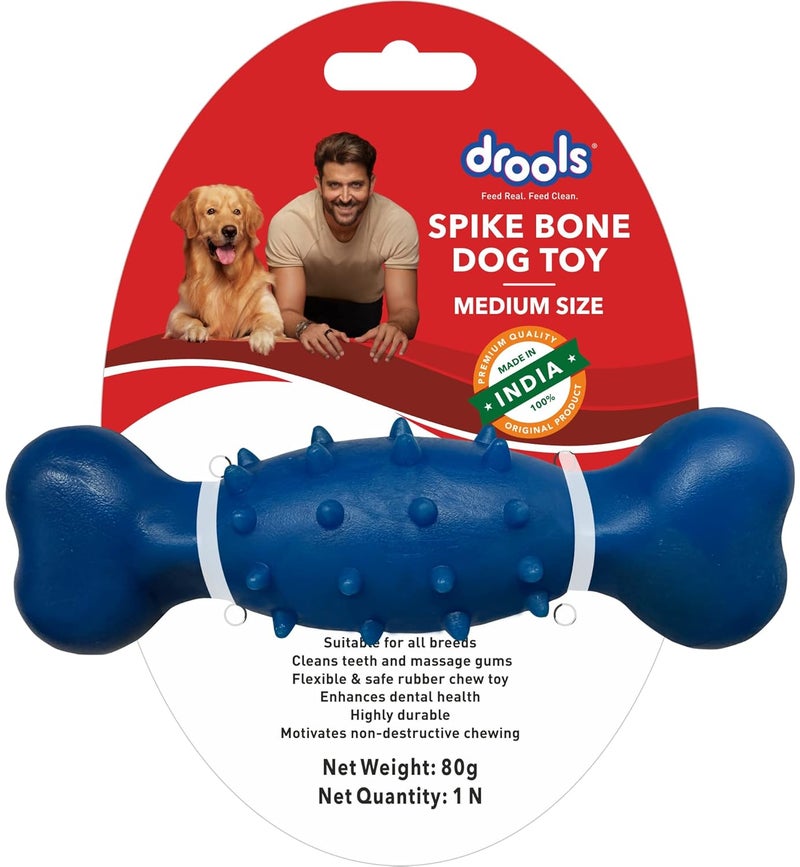 Drools Dog Non-Toxic Rubber Toy for Dogs, Spike Bone 80g Pack - Image 1
