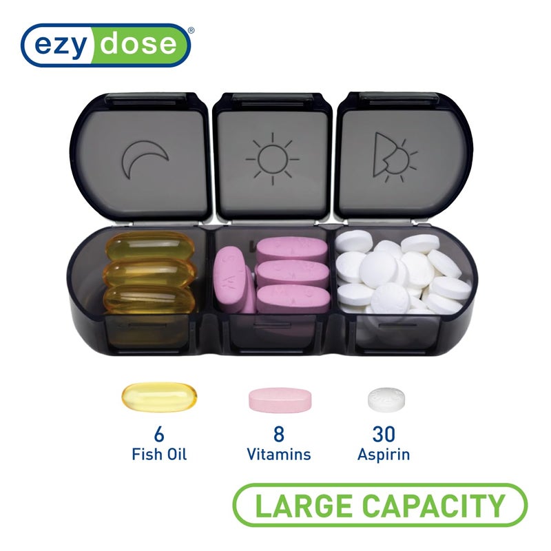 Ezy Dose Weekly (7-Day) Pill Organizer, Vitamin and Medicine Box, Large Pop-Out Compartments, 3 Times a Day, Convenient and Easy to Use, Black, BPA Free - Image 4