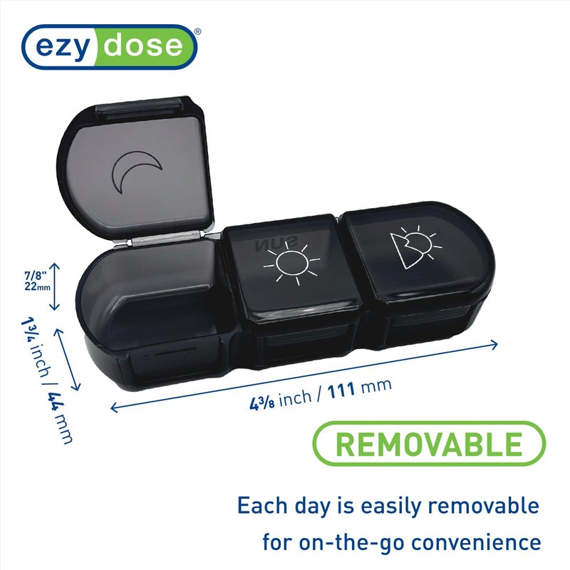 Ezy Dose Weekly (7-Day) Pill Organizer, Vitamin and Medicine Box, Large Pop-Out Compartments, 3 Times a Day, Convenient and Easy to Use, Black, BPA Free - Image 2