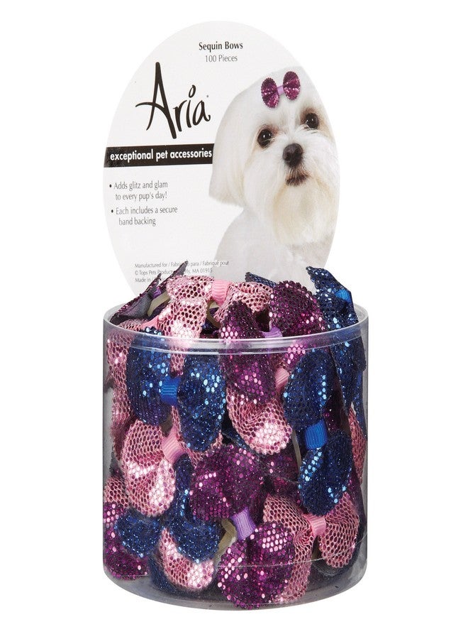 Aria Sequin Bows for Dogs, 100-Piece Canisters - Image 1