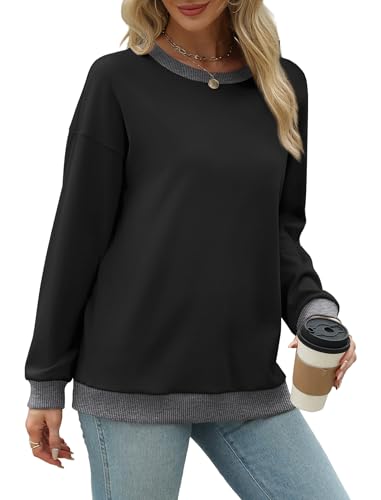 Saloogoe Sweaters for Women Trendy Long Sleeve Shirts Basic Tops Tunic Sweatshirts Black Winter Clothes Old Money Plus Size Clothing - Image 3