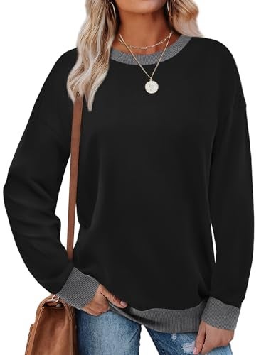 Saloogoe Sweaters for Women Trendy Long Sleeve Shirts Basic Tops Tunic Sweatshirts Black Winter Clothes Old Money Plus Size Clothing - Image 5