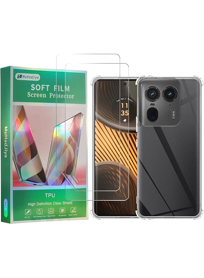 erorex Compatible With Motorola Edge 50 Ultra Case Cover+2 Pack Motorola Edge 50 Ultra Screen Protector Flexible Tpu Film Soft Screen Protector For Motorola Edge 50 Ultra Cover Case 6.7 Inch - Image 1