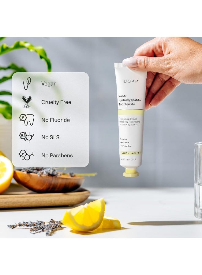 Boka Fluoride Free Toothpaste, Nano Hydroxyapatite Toothpaste, Appropriate for Sensitive Teeth - for Adult, Kids Oral Care - Lemon Lavender Flavor, 1.3 Fl Oz 2Pk US Manufactured - Image 3