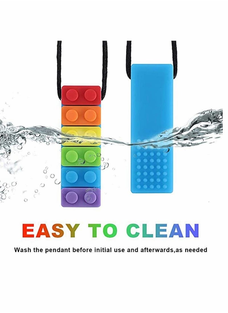 Sensory Chew Necklace Bundle for Kids with ADHD Teething Anxiety Biting Needs Oral Toys Silicone Chewy Boys Girls Made from Food Grade 2 Pack  - Image 2