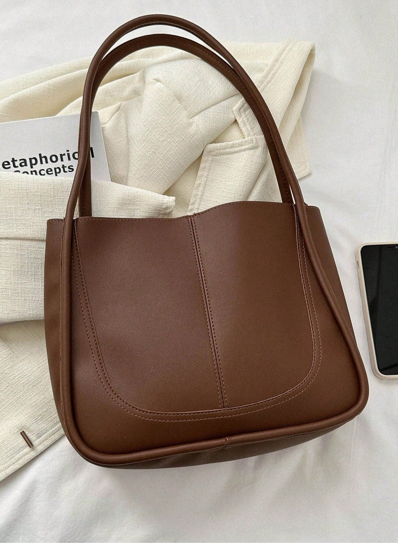 خاجول حقيبة الكتف السعة الكبيرة الرجعية مع قلادة صغيرة ، كافة المباراة حقيبة حمل عارضة ، مناسبة للعمل ، المدرسة (لون القهوة) - Image 5