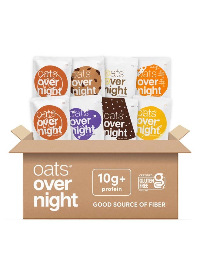 Oats Overnight Vegan Variety Pack High Protein, High Fiber Breakfast Shake - Gluten Free, Non GMO Oatmeal Banana Bread, Blueberry Cobbler & More (8 Pack) - Image 1