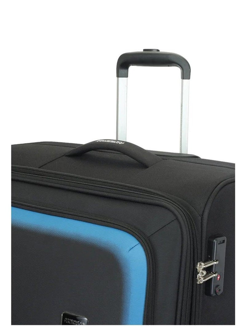 AMERICAN TOURISTER seville suitcase, 2pc set (57 + 69 cm), 4 wheels, soft top, polyester, black|tsa lock|front storage compartment|inner mesh zippered pocket - 3 years international warranty - Image 4