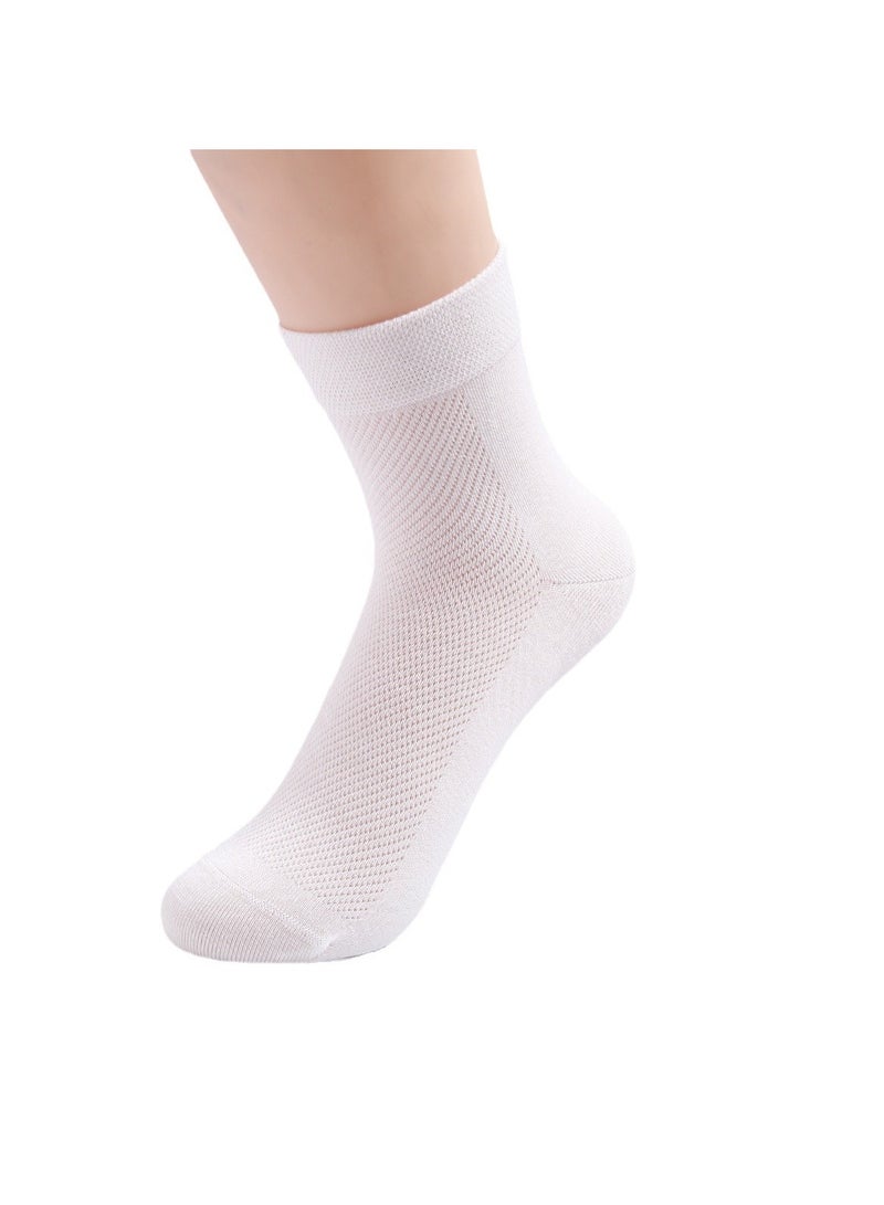 6 Pairs Of Boxed Men's Solid Color Instep Mesh Breathable Mid Length Socks  - Image 2