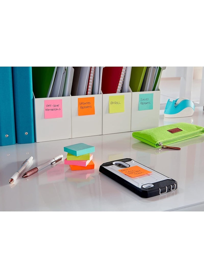 Fantastick ملاحظات لاصقة 100 قطعة بحجم 3x3 بوصة باللون الأخضر النيون - Image 2