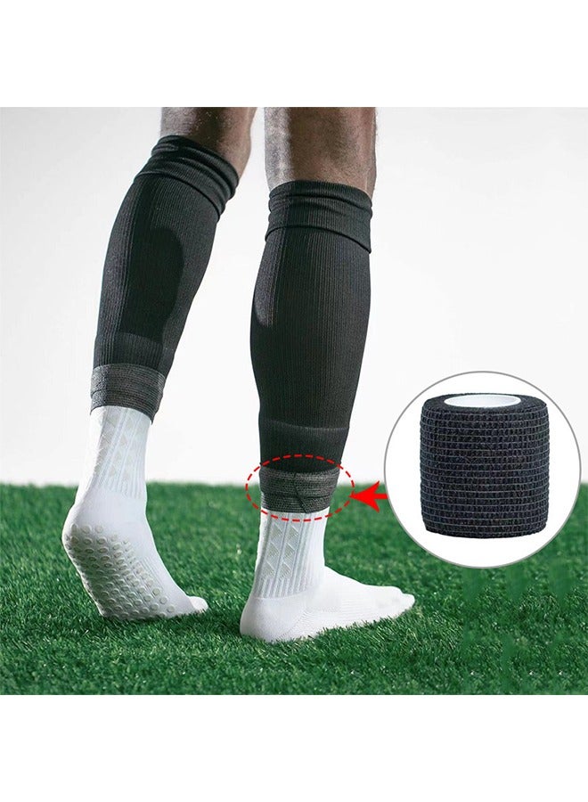 GIFT 1 Pair Mens Grip Soccer Socks, 1 Pair Shin Sleeves with 1 Pack Shin Guards and 4 Shin Straps, Soccer Game Set 4 Pcs, Reduce Shocks and Injuries(Black) - Image 3