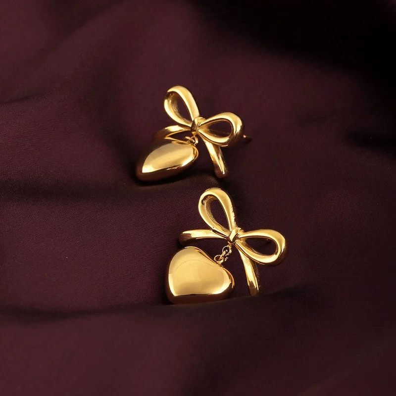 بالموناس PALMONAS Wrapped With Love Heart Drop Earrings for Women | 18K Gold Plated, Waterproof & Anti-Tarnish
