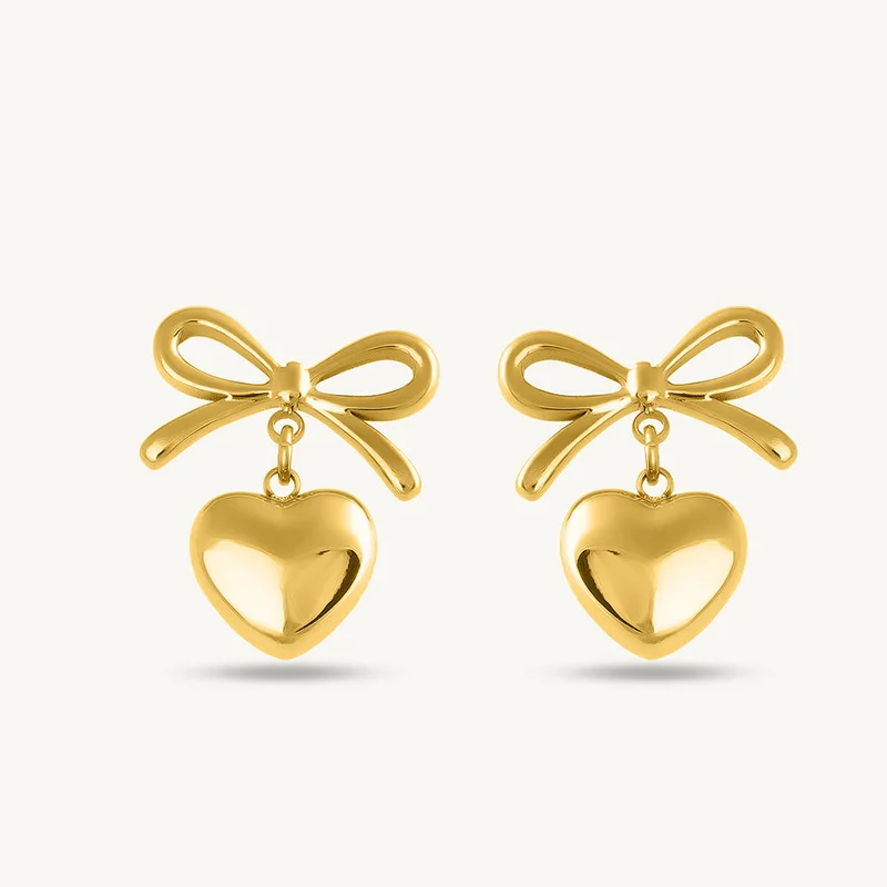 بالموناس PALMONAS Wrapped With Love Heart Drop Earrings for Women | 18K Gold Plated, Waterproof & Anti-Tarnish