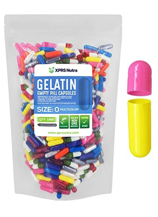 XPRS Nutra - Size 0 Empty Capsules 1000 Count Empty Gelatin Capsules Empty Pill Capsules Diy Capsule Filling Pure Bovine Pill Capsules Empty Gel Caps (Multi Color) - Image 1