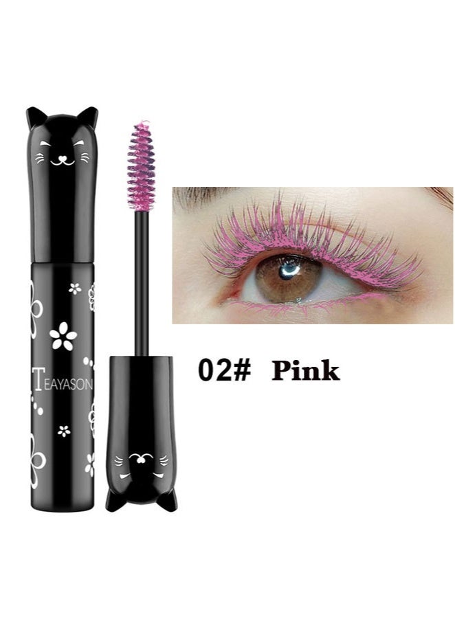 TEAYASON Silk Fiber Mascara , Liquid Colored Mascara Lash Extensions,Waterproof, Sweat-proof, Non-blooming, Long and Multi-color Base(Pink) - Image 1