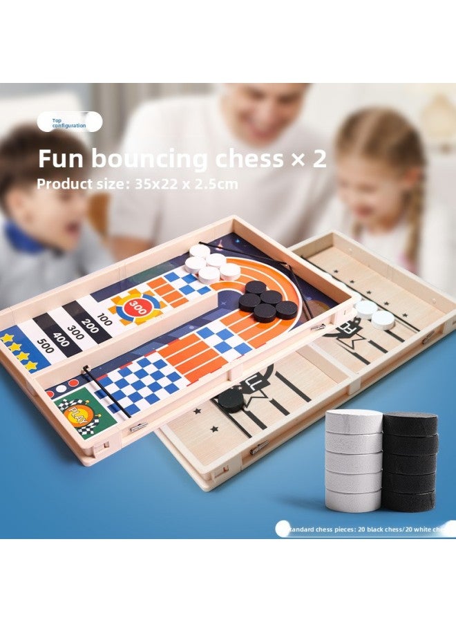 Wooden Bullet Chess Parent-child Double Game Interactive Chess Bump Chess Bump Ball Desktop Ejection Toy Stall Wholesale