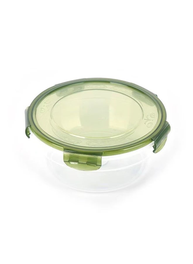 Kitchen Four-piece Set With Lid Preservation Box Silicone Sealed Lock Round Food Grade Plastic With Rice Bowl Cross-border Hot Sale-Specifications:1300ml-Color:Green  - Image 5