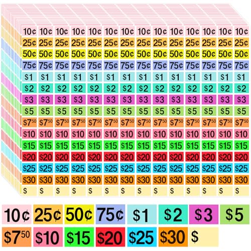 Gushu 5460 Pcs Garage Sale Stickers, 1/2" X 3/4" Yard Sale Price Tags Stickers Rectangle Preprinted Price Labels for Fle Market Sale - Image 1