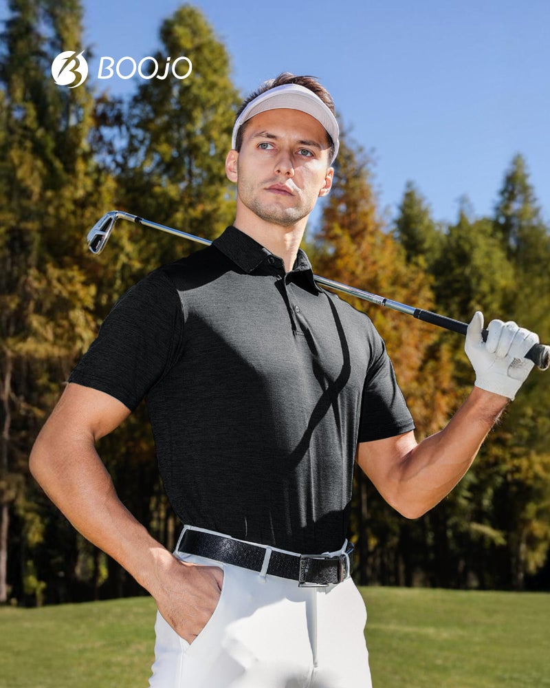 BOOJO 7 Pack Polo Shirts for Men - Quick Dry Moisture Wicking Performance Short Sleeve Mens Golf Shirts for Casual Work - Image 2