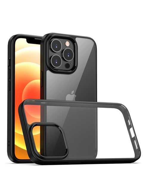 Case Compatible With iPhone 13 Pro Max (6.7 Inch), Clear Case Shockproof Hard PC +Soft Silicone [Not Yellowing] Transparent Protective Slim Case Phone (Black)