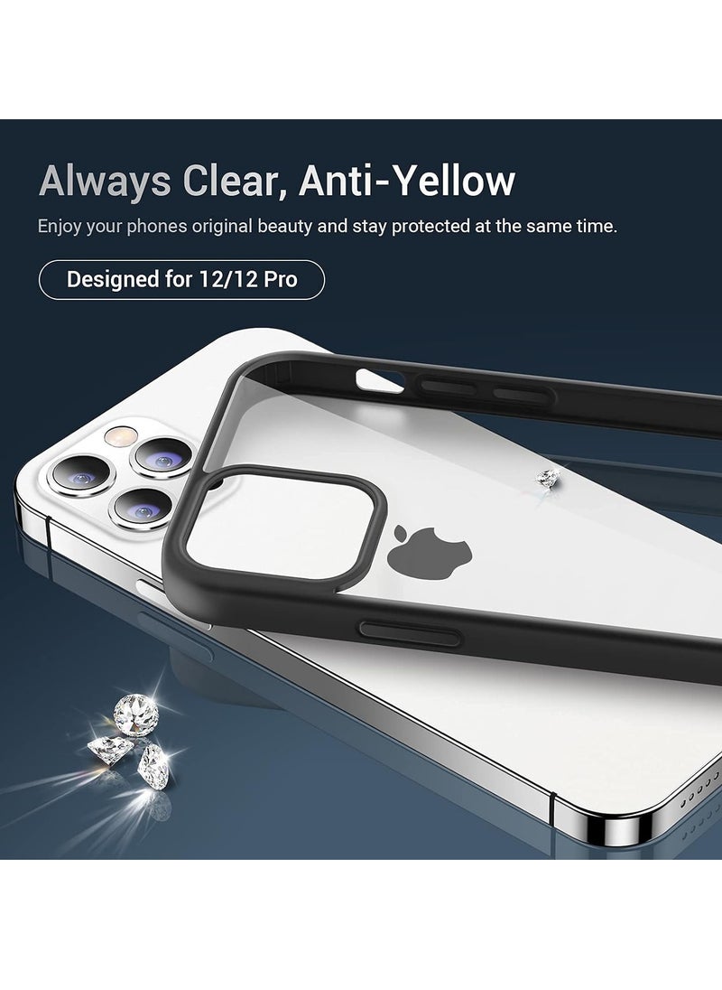 Generic - Case Compatible With iPhone 13 Pro Max  Clear Case Shockproof Hard PC +Soft Silicone [Not Yellowing] Transparent Protective Slim Case Phone (Black) - Image 1