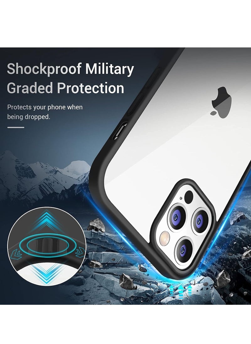 Generic - Case Compatible With iPhone 13 Pro Max  Clear Case Shockproof Hard PC +Soft Silicone [Not Yellowing] Transparent Protective Slim Case Phone (Black) - Image 1