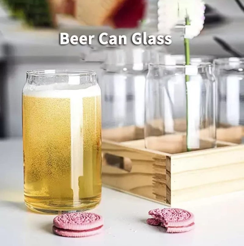 WEZOSHINET Drinking Glasses 2pc Set 350 ml Can Shaped Glass Cups Beer Glasses Tumbler Cup Cocktail Glasses Whiskey Glasses Iced Coffee Glasses Iced Tea Glasses Wine Cups Water Glasses - Image 4