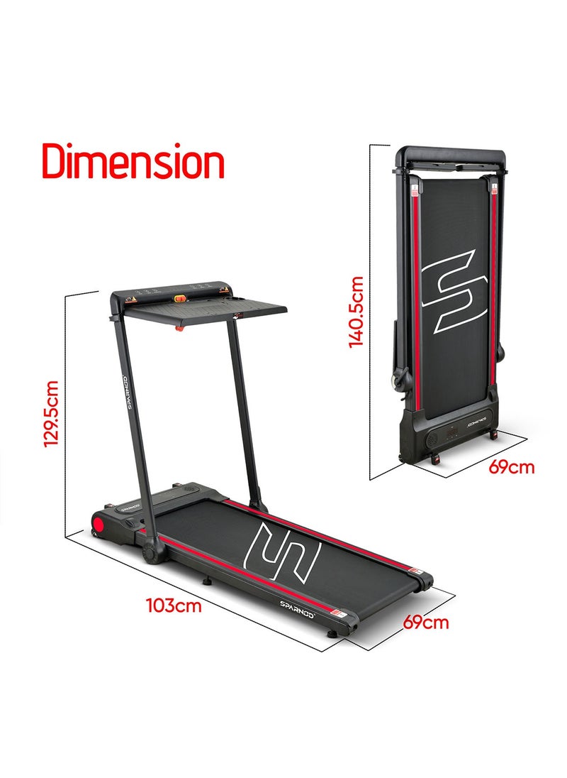 Sparnod Fitness - STH-3080: Walking Pad & Treadmill, 2.0Hp Peak Dc Motor, Compact & Foldable, Detachable Desk, Dual Led, 12 Pre-Set Programs, Watch Remote, Bluetooth Speakers, Built-In Wheels - Image 1