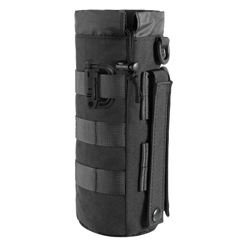 FRTKK Tactical MOLLE Water Bottle Pouch with Drawstring Open Top & Mesh Bottom, Military Water Bottle Holder Bag Sports Travel Hydration Carrier (Black-1 Pack) - Image 1