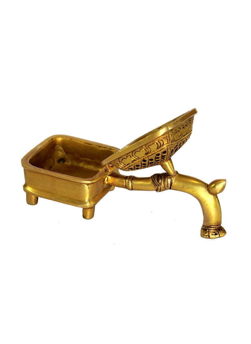 ESPLANADE ESPLANADE Brass Incense Burner Dhoop Dani Stand with Handle 15 CmsSquare  - Image 4