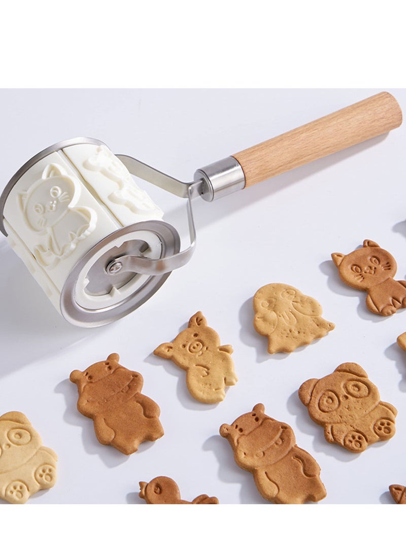 Excefore - Cartoon Animal Cookie Cutter, Rolling Baking Molds Cookie Cutters Set, Reusable Biscuit Cutter with 32 Animals Patterns Embossed Cookie Stamps - Image 1