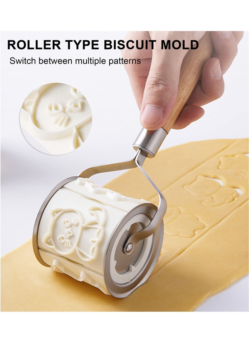 Excefore - Cartoon Animal Cookie Cutter, Rolling Baking Molds Cookie Cutters Set, Reusable Biscuit Cutter with 32 Animals Patterns Embossed Cookie Stamps - Image 1