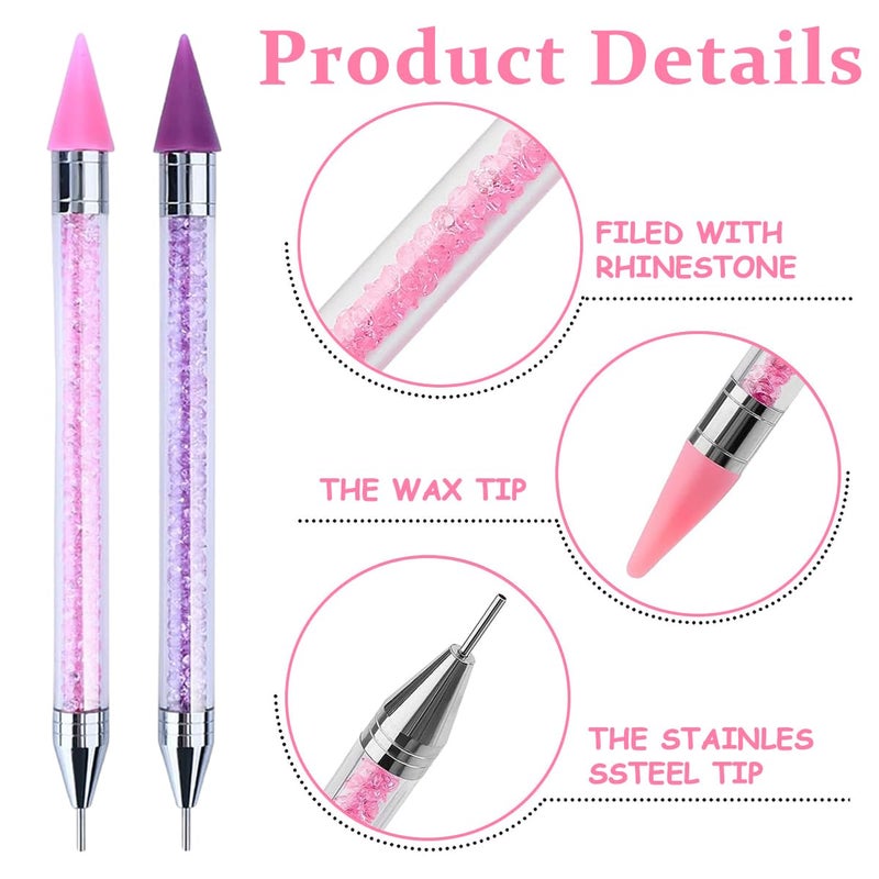 MAYCREATE 2pcs Nail Art Tools Rhinestone Pick Up Tool for Diamond Painting Nail Art Dual Head Rhinestones Pick Up Pen with 2 Extra Nibs Nail Dotting Pen Picker Pen for DIY - Image 3