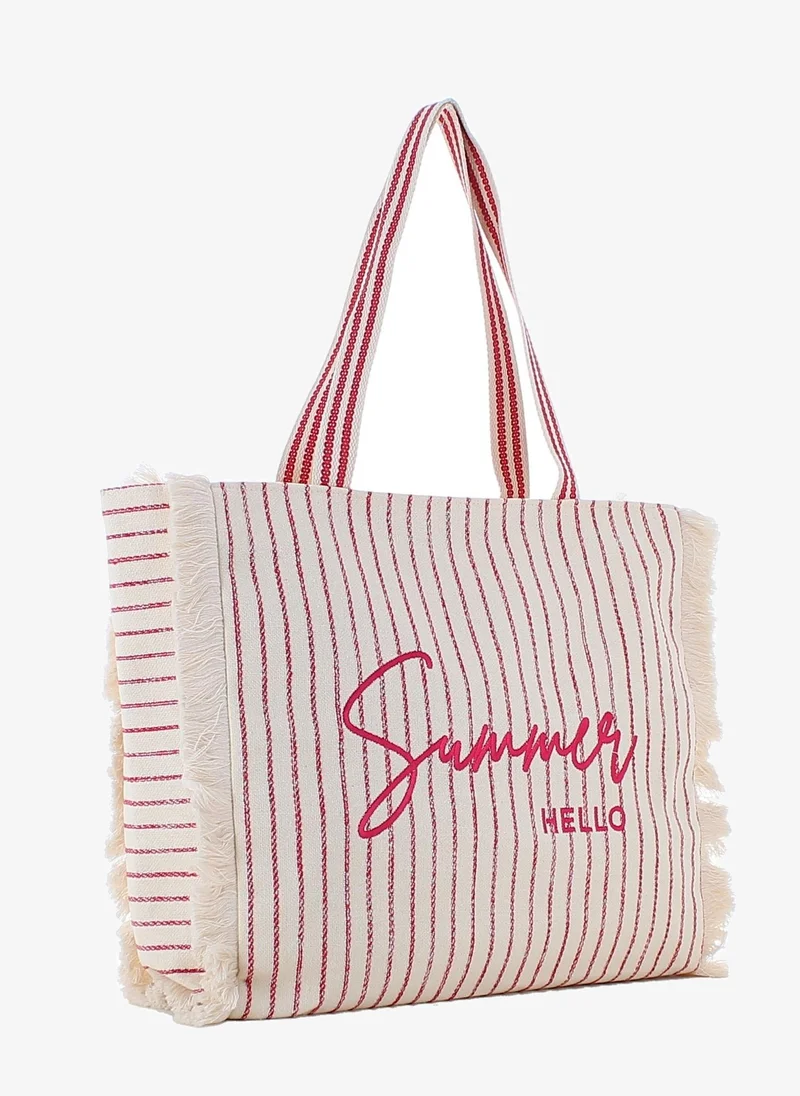 Marina Galanti Marina Galanti Women's Laconi Lightweight Fabric Beach Bag with Zip Closure – Red