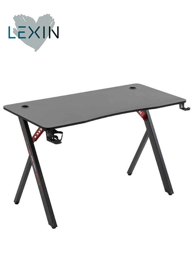 LEXIN Gaming Desk -With Carbon Fiber Surface, Headphone Hook, and Cup Holder.  - Image 1