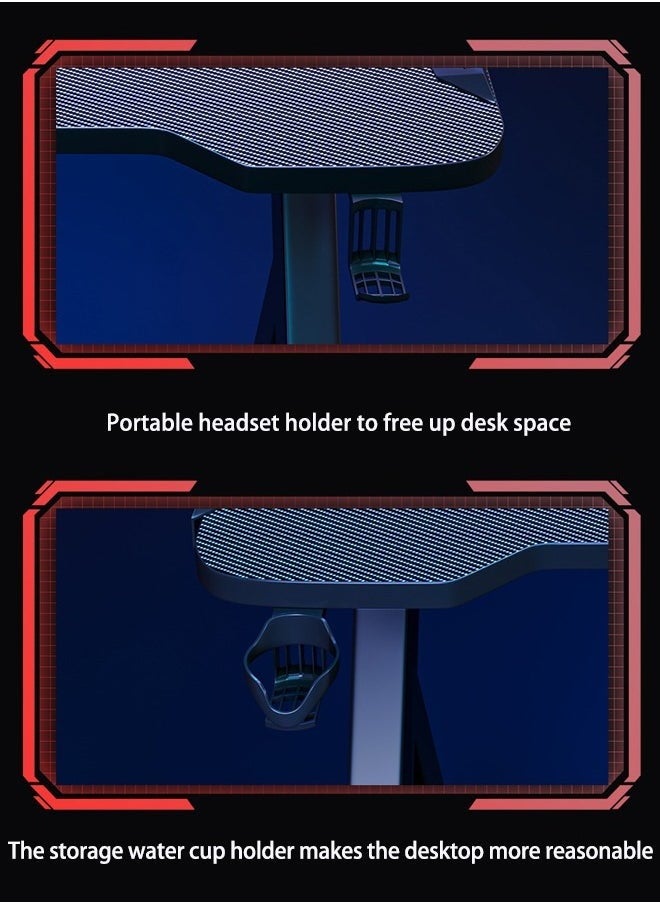 LEXIN Gaming Desk -With Carbon Fiber Surface, Headphone Hook, and Cup Holder.  - Image 3